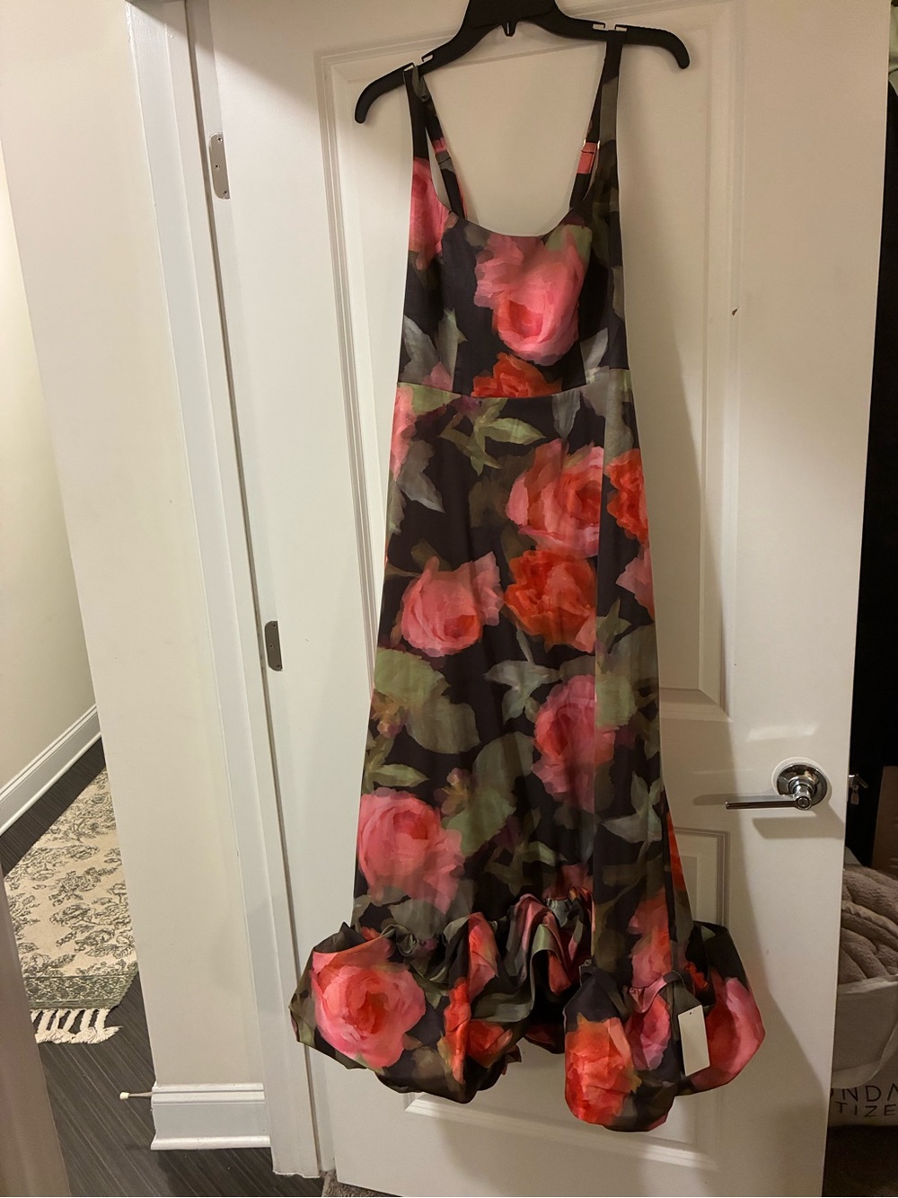 Show Me Your Mumu Floral Pink Rose Print Maxi Dress with Ruffle Hem